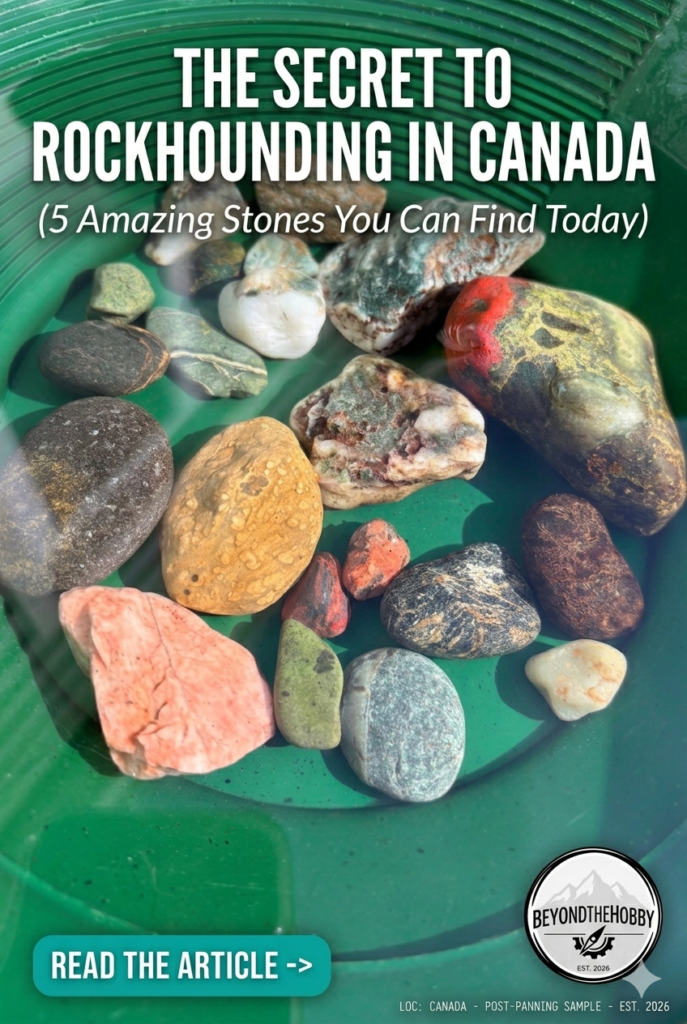 A collection of colorful raw gemstones and minerals found while rockhounding.