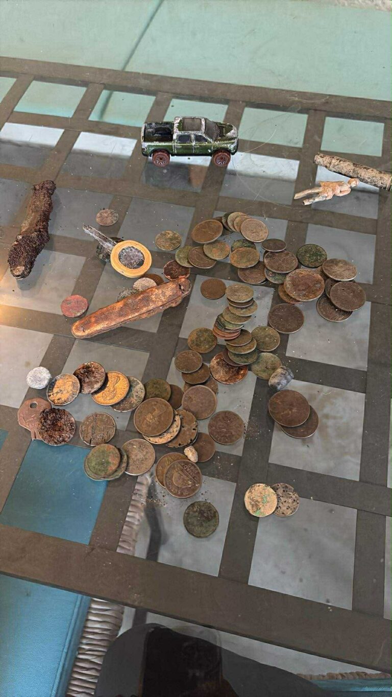 Rusty metal finds and treasures from a magnet fishing trip