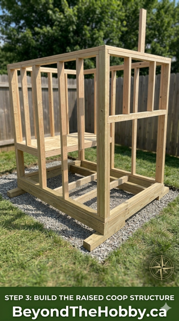 step 3 build the raised coop structure