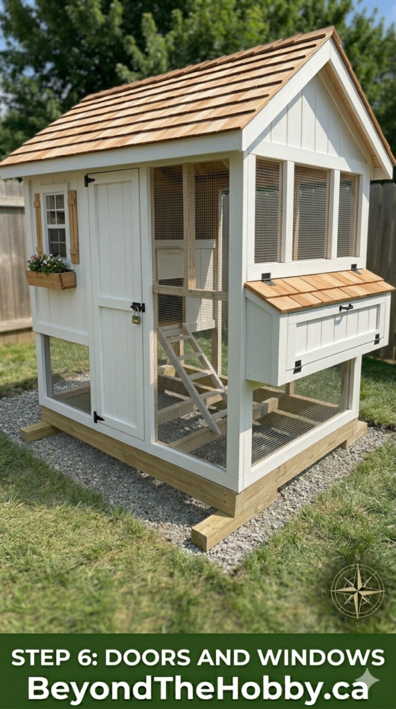 a modern farmhouse chicken coop